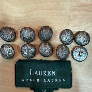 10 Ralph Lauren Silver/ Bronze Crest Buttons Set